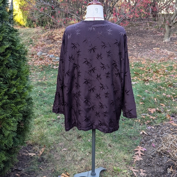 GLOBE TROTTER Small Bali ARTSY Embroidered Tunic Shirt Jacket Plum Gold Rayon - Picture 4 of 8